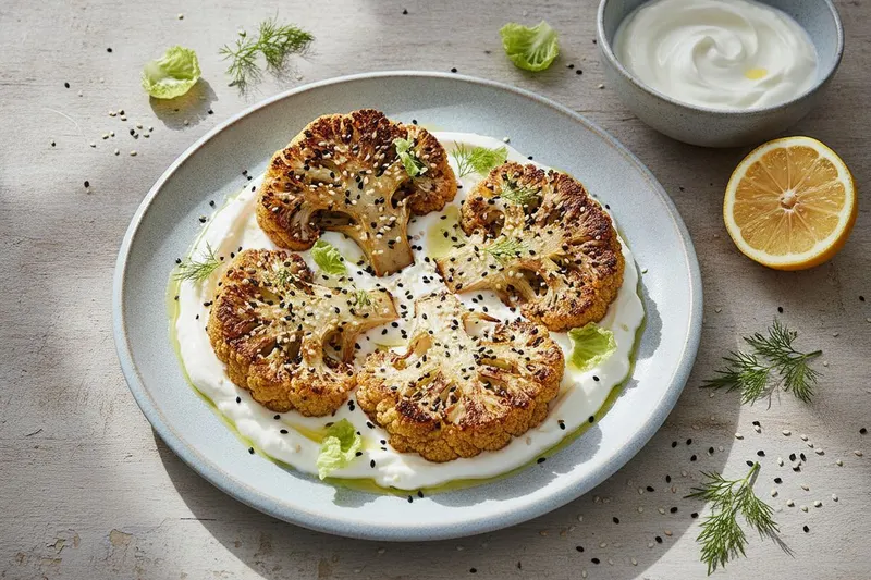 Airfryer-kukkakaali jogurttikastikkeella
