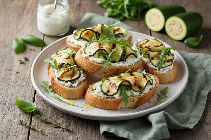 Crostinit kesäkurpitsalla ja pecorinolla
