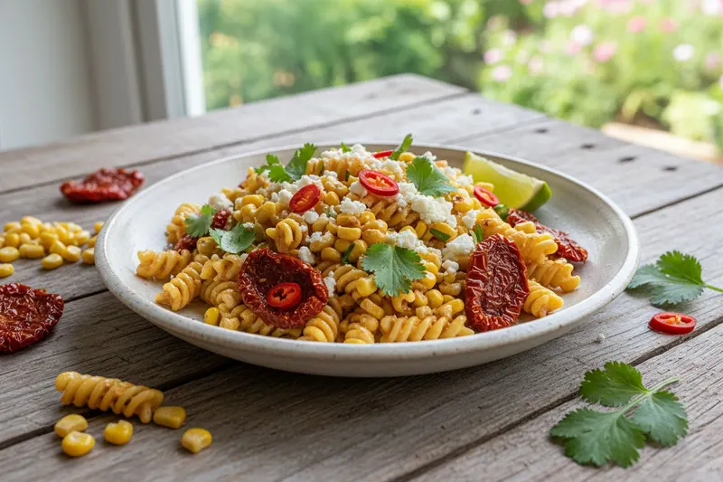 Elotes-pastasalaatti maissilla
