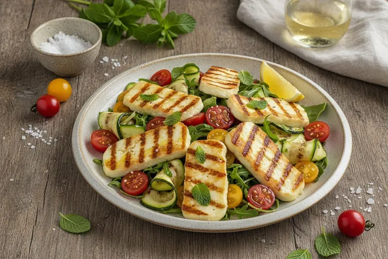 Grillattu halloumisalaatti