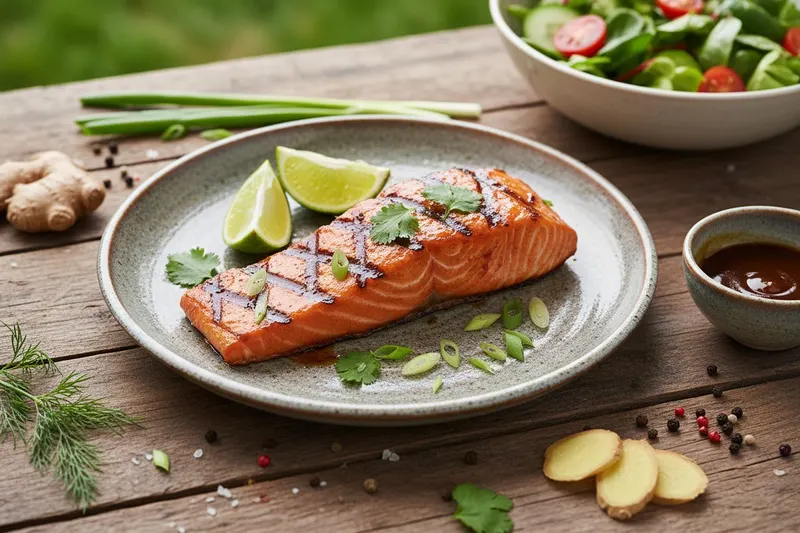 Grillattu lohi itämaisella kastikkeella