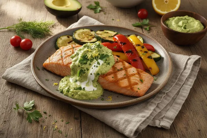 Grillattu lohi ja salsa verde