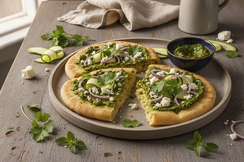Kesäkurpitsaflatbread chimichurrilla