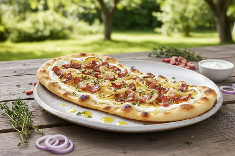 Rieska tarte flambée grillissä