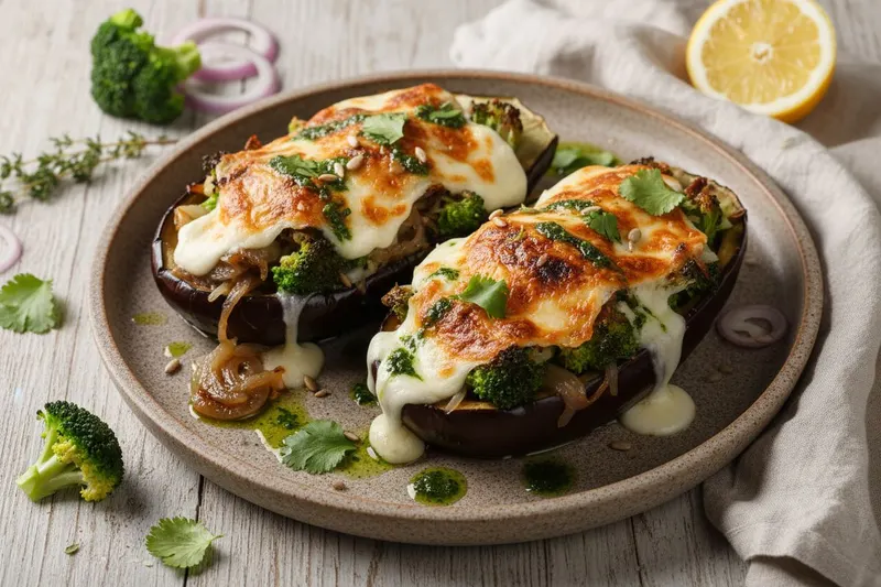 Täytetyt munakoisot mozzarellalla
