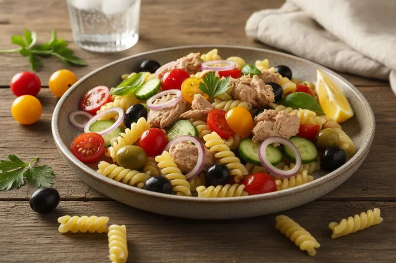 Välimerellinen tonnikala-pastasalaatti
