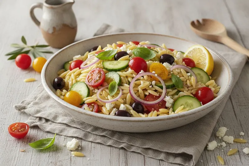 Välimeren orzo-pastasalaatti